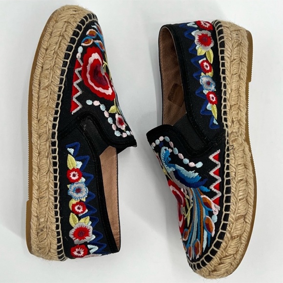 Johnny Was Isaac Embroidered Peacock Espadrilles 37 - Picture 5 of 6